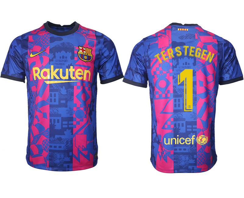 Men 2021-2022 Club Barcelona blue training suit aaa version #1 Soccer Jersey